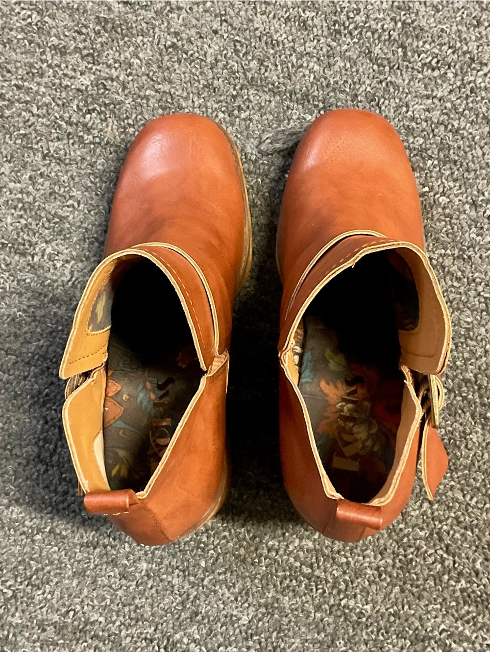Kork-Ease Women's Cognac Brown Leather Heeled Ankle Boots - Picture 5 of 11